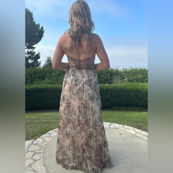 Most Beautiful Day Ivory Multi Floral Print Organza Maxi Dress - Picture 5 of 9